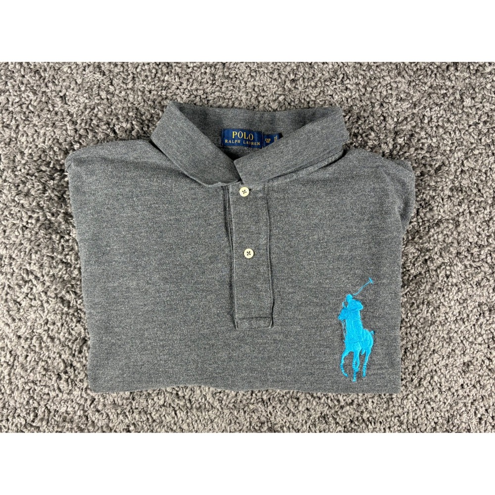 Polo Ralph Lauren Big Pony Polo Shirt Mens 2XB Big Gray Blue Short Sleeve Cotton